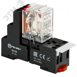 Реле промежуточное, 4 перекидных контакта 6А 230В AC блокируемая кнопка проверки, светодиод