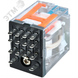 Промежуточное реле, 4 перекидных контакта 6А, 24В (DC), блокируемая кнопка проверки, светодиод