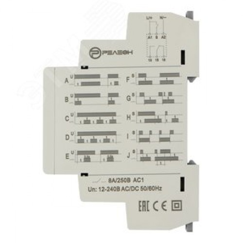 Реле времени многофункциональное, 1 переключающий контакт 8А (12-240 AC/DC)
