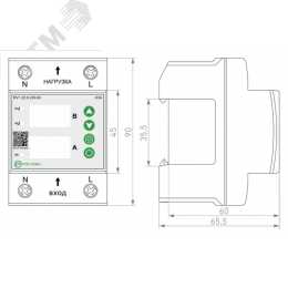 Реле контроля напряжения и тока L+N 230В AC 63А