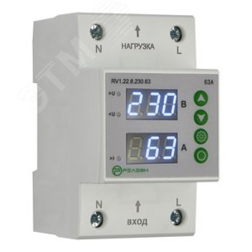 Реле контроля напряжения и тока L+N 230В AC 63А
