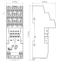 Розетка с push in клеммами для реле RP4.34 и модуля PM8, 10А