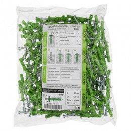 Дюбель-гвоздь 6х40 грибовидная манжета (200 шт)