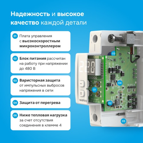 Реле напряжения однофазное, 63А, белая индикация