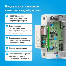 Реле напряжения однофазное, 63А, красная индикация