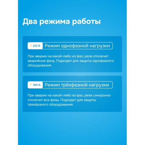 Реле напряжения трехфазное, 50А, красная индикация