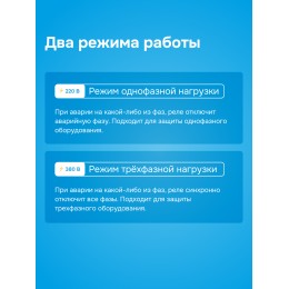 Реле напряжения трехфазное, 63А, красная индикация