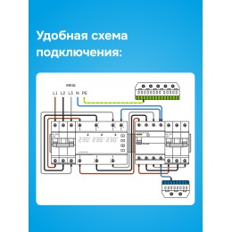Реле напряжения трехфазное, 63А, красная индикация