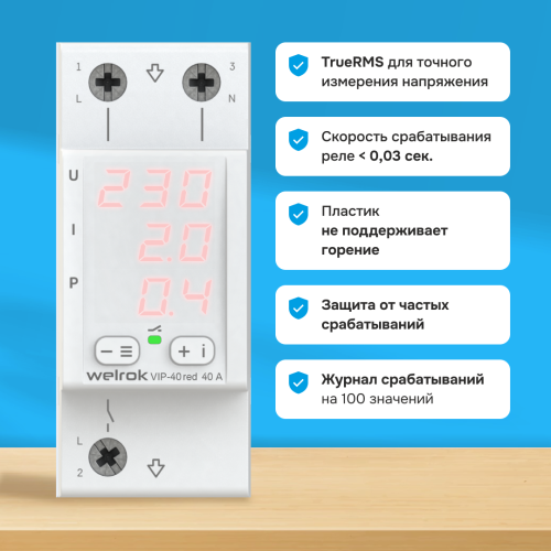Многофункциональное реле, 40А, красная индикация