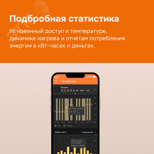 Терморегулятор для теплого пола умный, сенсорный, с Wi-fi, черный