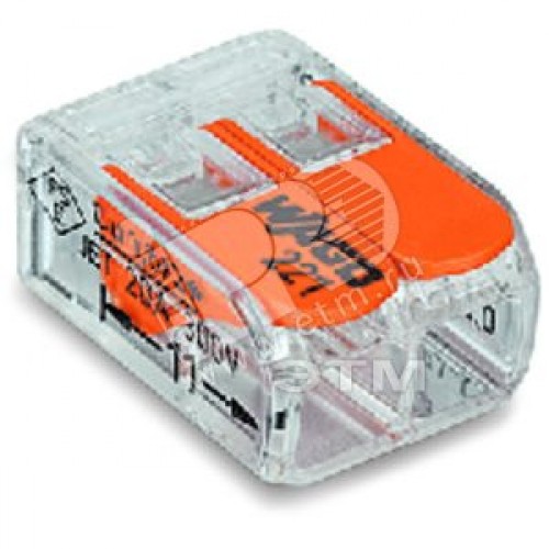 Клемма 2-проводная 0.2 - 4 мм2 многоразовая       прозрачная