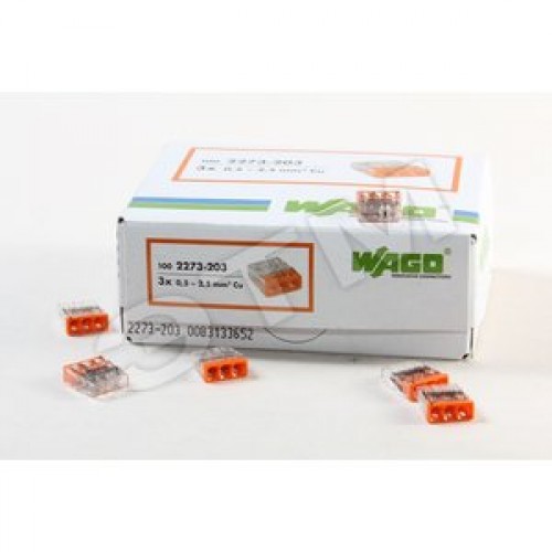 Клемма 3x2.5мм оранжевая/прозрачная