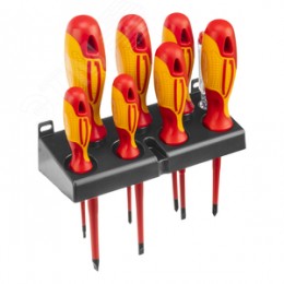 Набор отверток диэлектрических до 1000 В + тестер, 8 шт., PH + SL, CrMo, 2к рукоятка