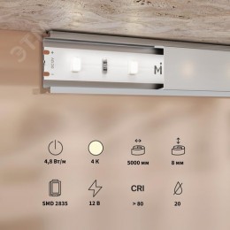 Лента светодиодная 4,8Вт/м 12В 4000K IP20 60 LED/м