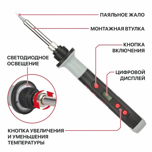 Гравер и паяльник аккум. P.I.T. PEI20H-60A SOLO (20В, 9000-25000об/мин, 200-450градC, адаптер, чехол)