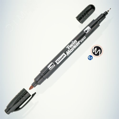 Маркер перманентный двухсторонний Luxor 150 черный, пулевидный, 0,7/1мм