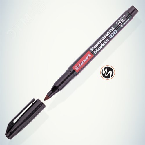 Маркер перманентный Luxor 100 черный, пулевидный, 1-2мм