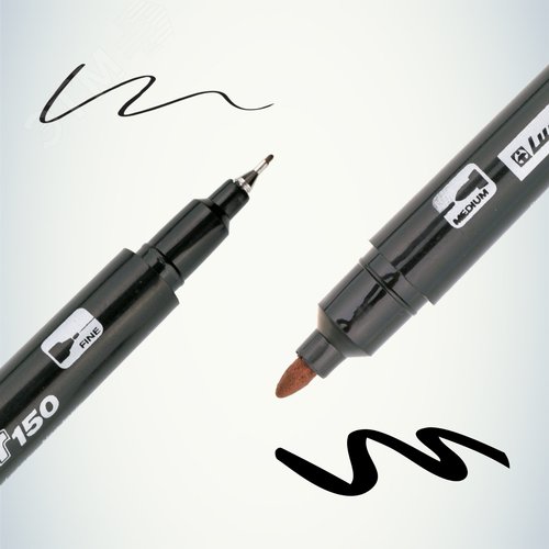 Маркер перманентный двухсторонний Luxor 150 черный, пулевидный, 0,7/1мм