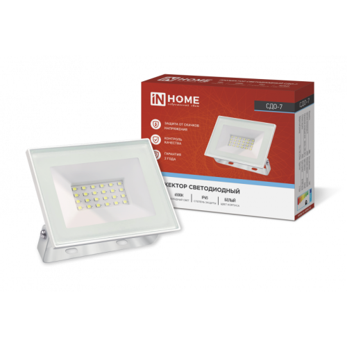 Прожектор светодиодный СДО-7 30 Вт 6500К IP65 белый IN HOME