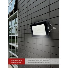 Прожектор светодиодный СДО-7 70 Вт 6500К IP65 черный IN HOME