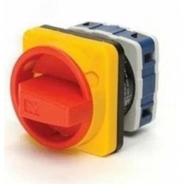 Переключатель двухпозиционный аварийный 20А (0-1) 90 градусов, 2 полюса, рамка 48х48 мм, 400В AC, IP54