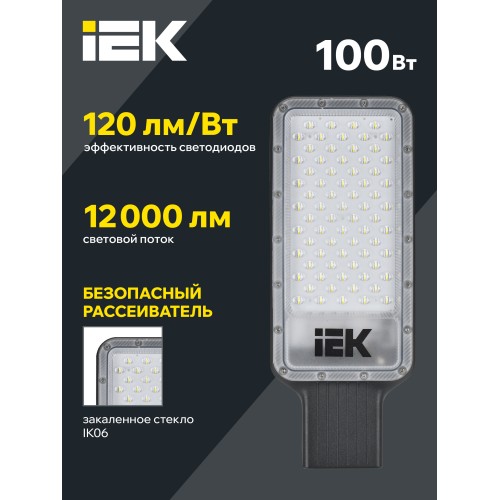 Светильник светодиодный консольный ДКУ 1011-100Ш 5000К IP65 IEK