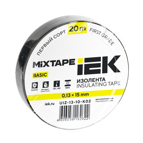 MIXTAPE BASIC Изолента 0,13х15мм черная 20м IEK