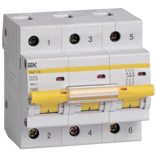 KARAT Автоматический выключатель ВА47-100 3P D 25А 10кА IEK