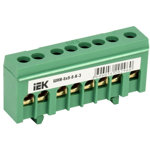 Шина PE ''земля'' в корпусном изоляторе на DIN-рейку ШНИ-6х9-8-К-З IEK