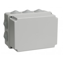 Коробка распаячная КМ41245 для открытой проводки безгалогенная (HF) 190х140х120мм IP44 10 гермовводов серая IEK