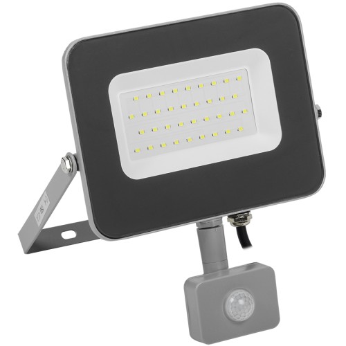 Прожектор светодиодный СДО 07-30Д с датчиком движения IP54 серый IEK