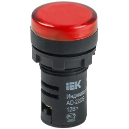 Лампа AD22DS(LED)матрица d=22мм красный 12В AC/DC IEK