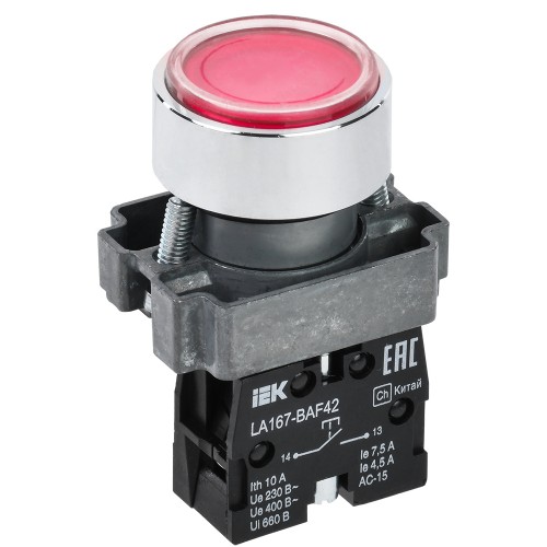 Кнопка управления LA167-BAF42 d=22мм 1NC красная IEK