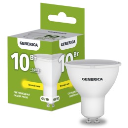 Лампа светодиодная PAR16 софит 10Вт 230В 3000К GU10 GENERICA