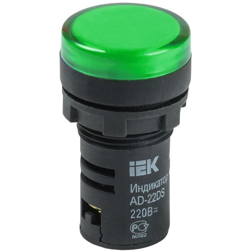 Лампа AD22DS(LED)матрица d=22мм зеленый 12В AC/DC IEK