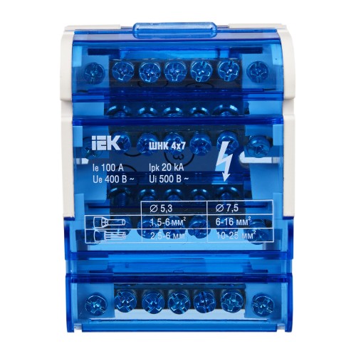 Шины на DIN-рейку в корпусе (кросс-модуль) ШНК 4х7 3L+PEN IEK