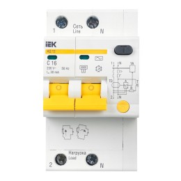 KARAT Дифференциальный автомат АД12 2P 16А 30мА тип AC IEK