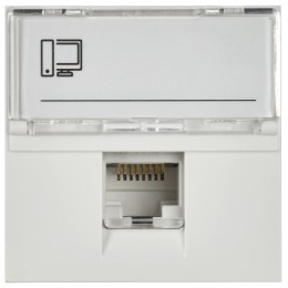 Розетка компьютерная РКИ-20-00-П RJ-45 UTP кат.5e (на 2 модуля) ПРАЙМЕР белая IEK