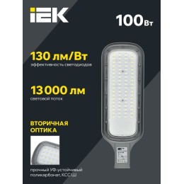 Светильник светодиодный консольный ДКУ 1012-100Ш 5000К IP65 серый IEK