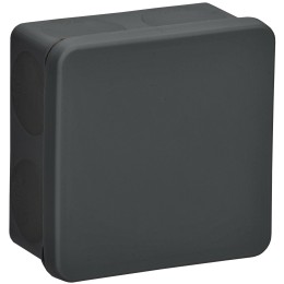 Коробка распаячная двухкомпонентная КМ42435 для открытой проводки безгалогенная (HF) 80х80х40мм IP67 8 вводов черная