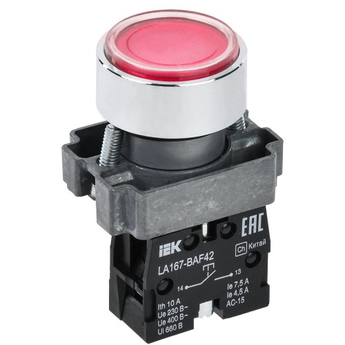 Кнопка управления LA167-BAF42 d=22мм 1NC красная IEK