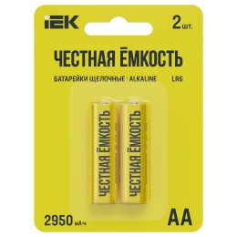 Батарейка щелочная Alkaline LR06/AA (2шт/блистер) IEK