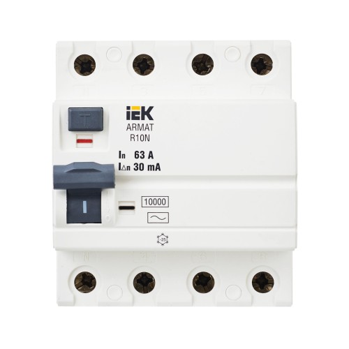 ARMAT Выключатель дифференциального тока R10N 4P 63А 30мА тип AC IEK