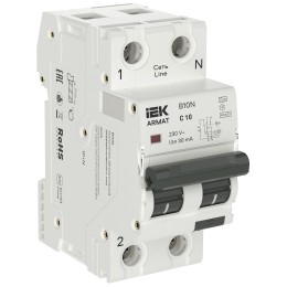 ARMAT Автоматический выключатель дифференциального тока B10N 1P+N C10 30мА тип A (36мм)