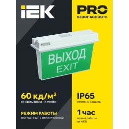 Светильник аварийный ССА 5043-1 1ч универсальный IP65 IEK