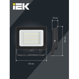 Прожектор СДО 06-30 светодиодный черный IP65 6500 K IEK