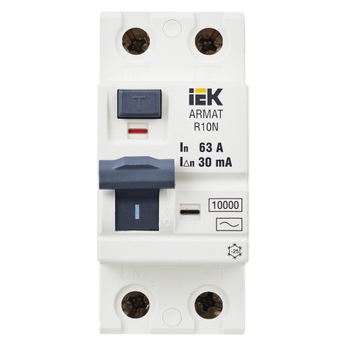 ARMAT Выключатель дифференциального тока R10N 2P 63А 30мА тип AC IEK