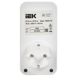 РТЭ-4 Розетка-таймер электронный с USB A+C 15мин-8ч 16А IP20 белый IEK