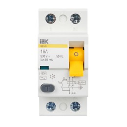 Выключатель дифференциальный (УЗО) ВД1-63 2Р 16А 10мА IEK
