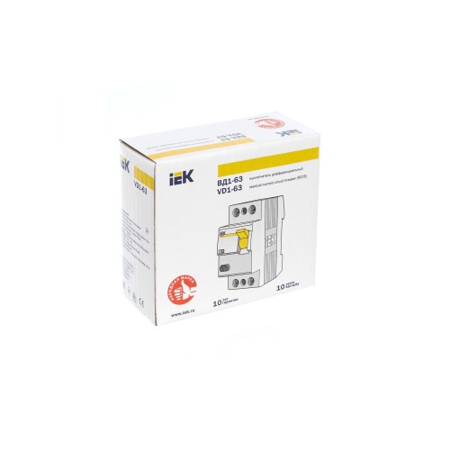 Выключатель дифференциальный (УЗО) ВД1-63 2Р 16А 10мА IEK